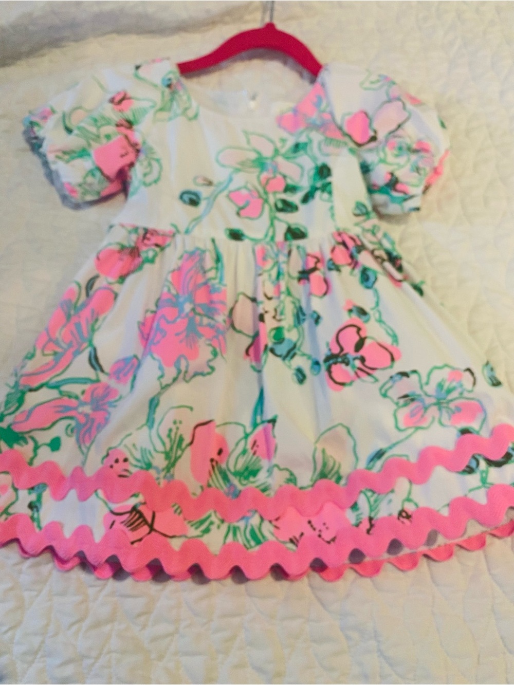 Lilly Pulitzer White Dress with Pink and Green Floral Design